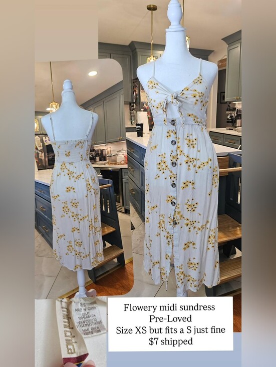 Mimi Chica Dresses & Skirts - Mimi Chica White Midi Sundress with Yellow Floral Print